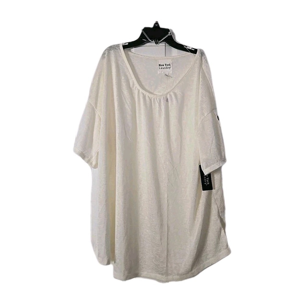 NWT New York Laundry off white textured tie front fall winter top 3X